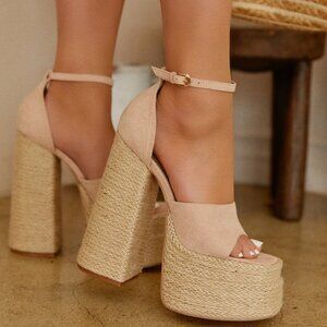 Elegant Beige Platform Heels